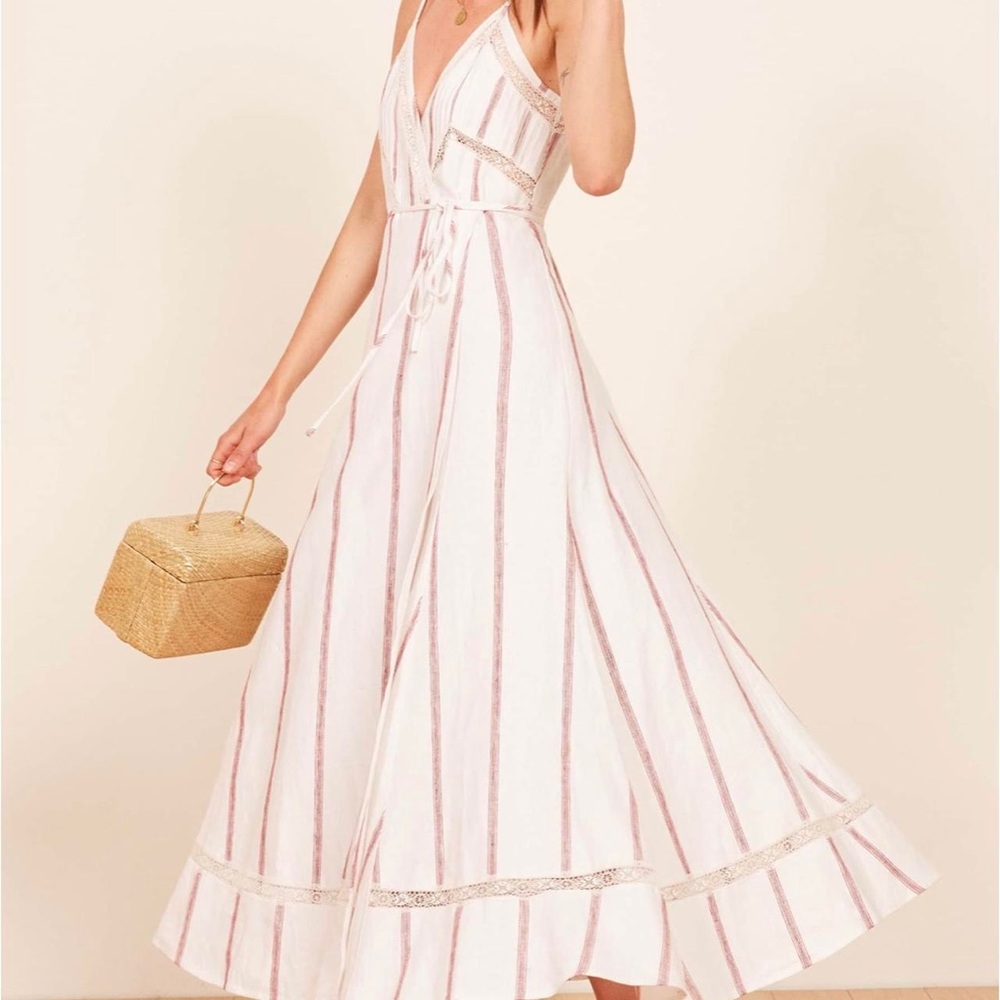 NWT Reformation Daria Striped Maxi Dress Licorice (Red) Size S